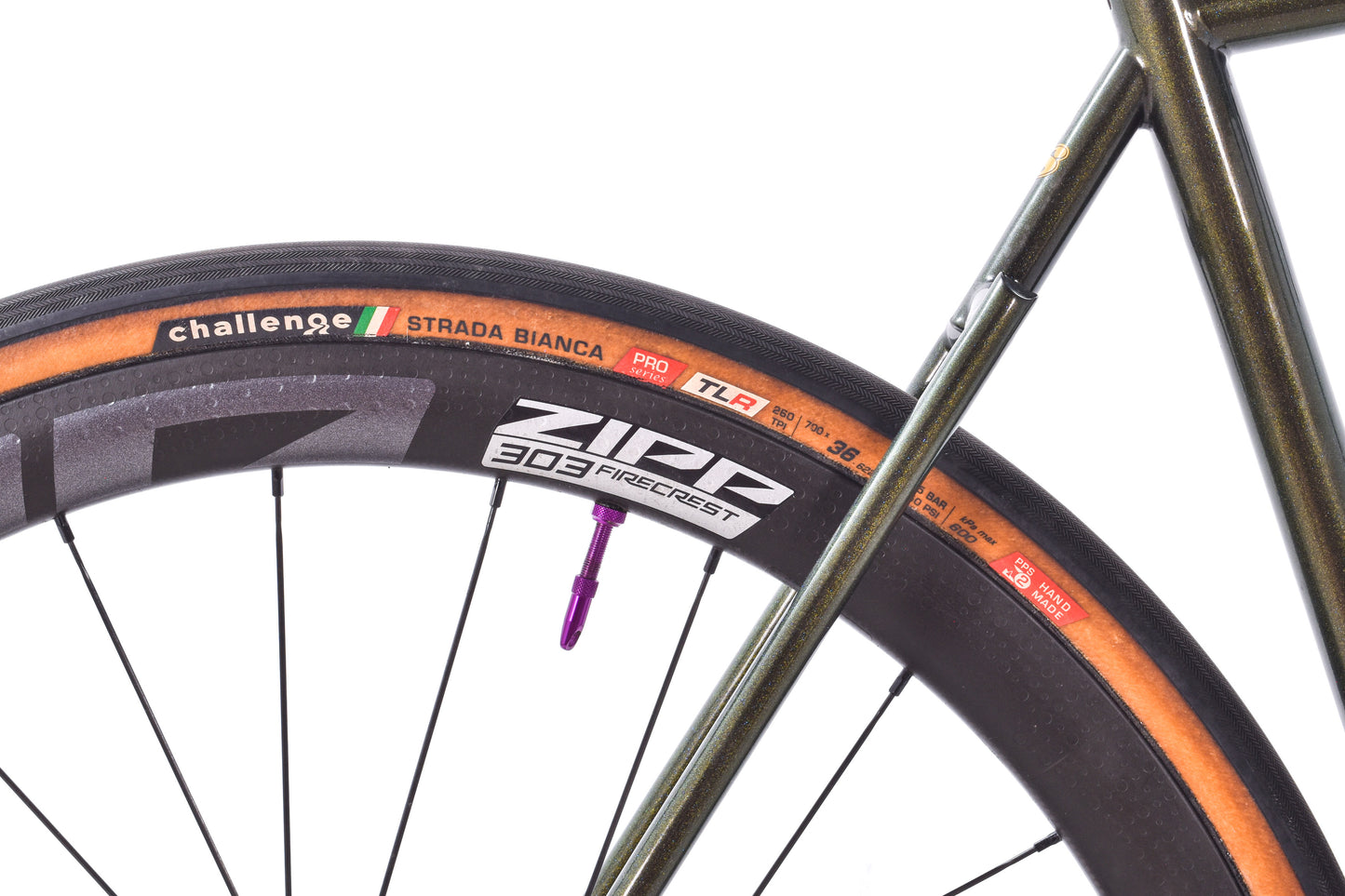 USED Custom Sycip Steel Gravel All-Road Bike 56cm Campagnolo Ekar 1x13 speed ENVE Fork Zipp 303 Wheels Green Sparkle