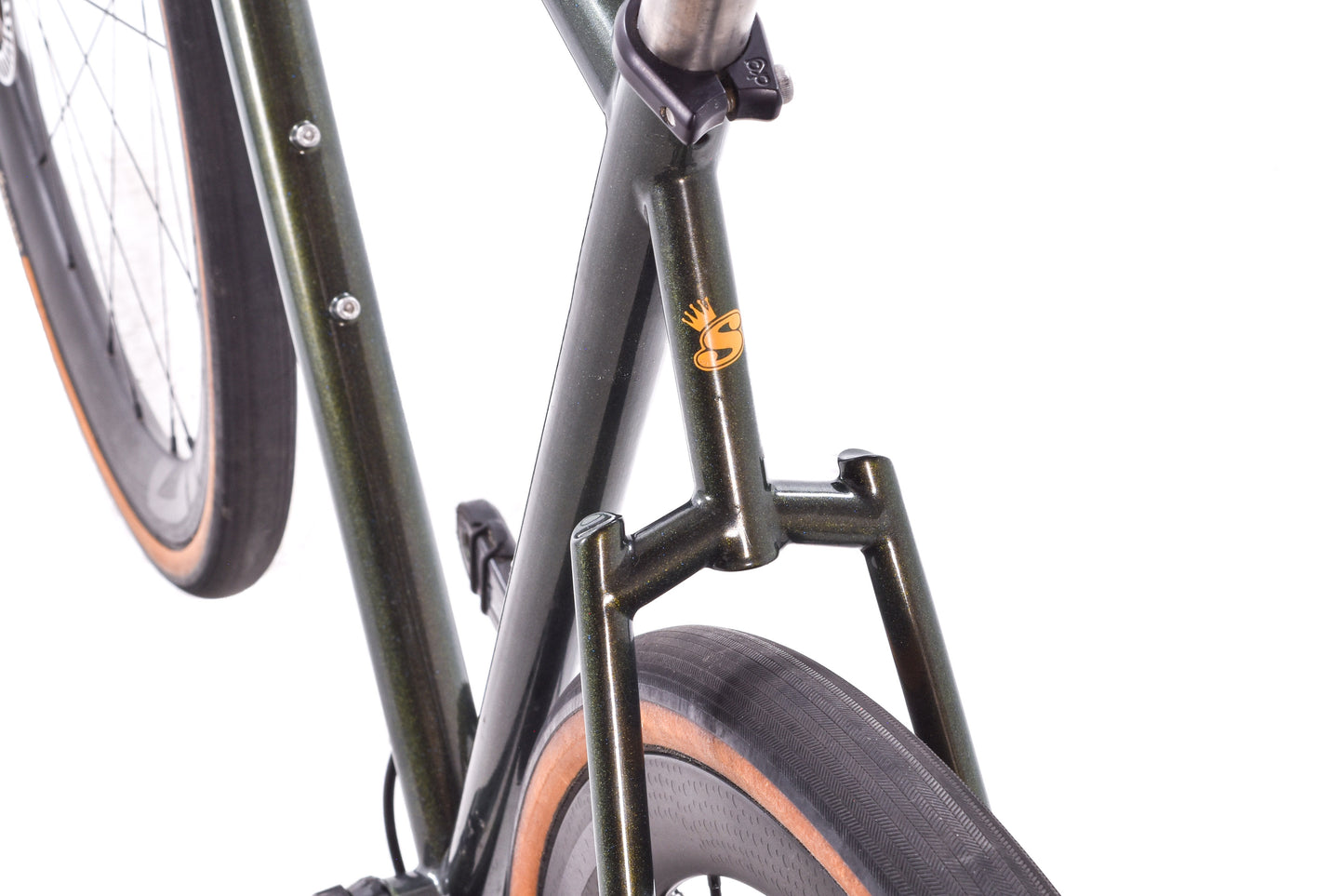 USED Custom Sycip Steel Gravel All-Road Bike 56cm Campagnolo Ekar 1x13 speed ENVE Fork Zipp 303 Wheels Green Sparkle