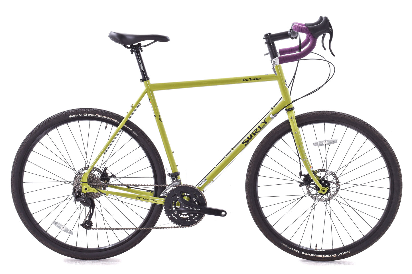 USED Surly Disc Trucker 60cm Steel Touring Bike Shimano 3x9 speed Bar End Shifters Green