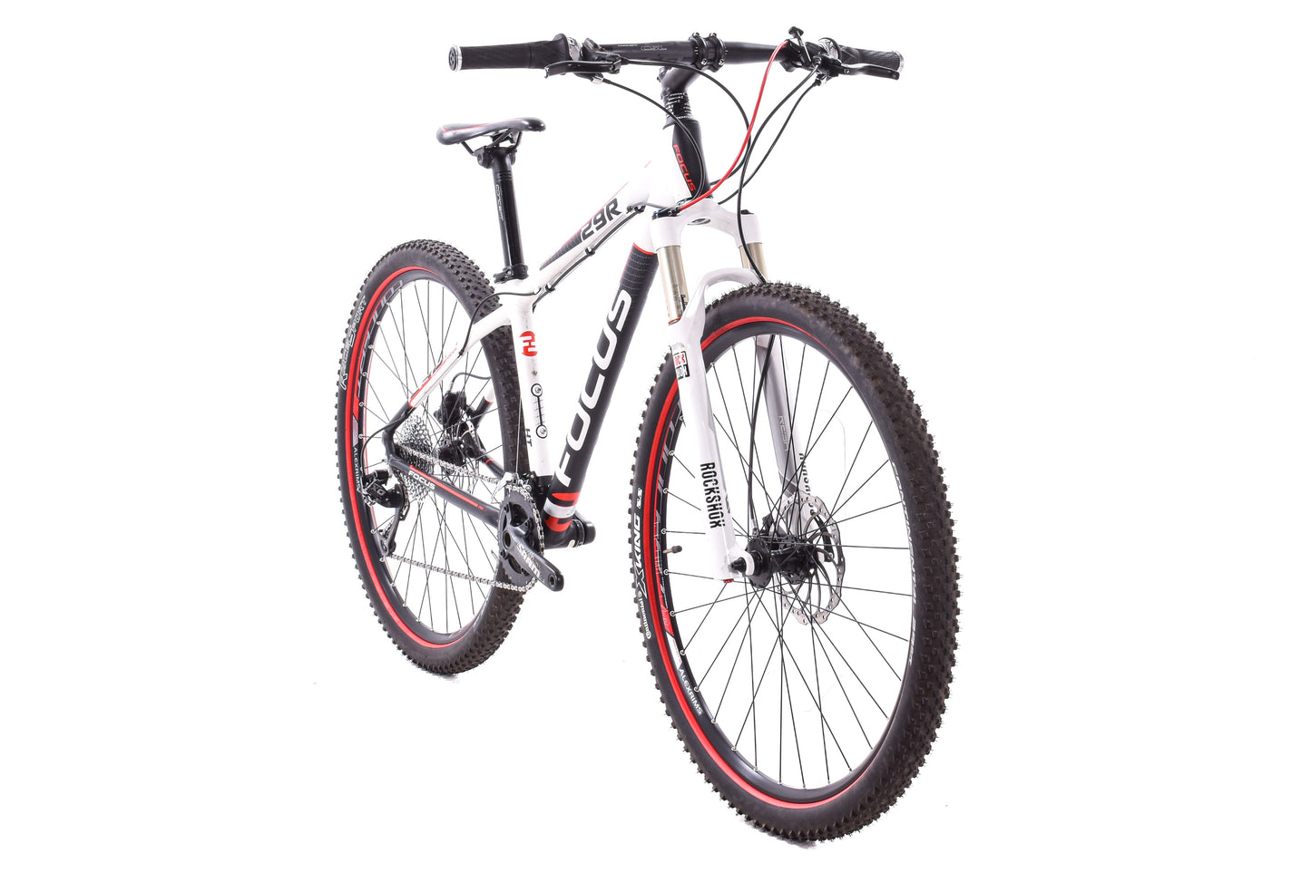 USED 2013 Focus Black Forest 29R 1.0 Small Hardtail Mountain Bike White/Black/Red SRAM X0 2x10