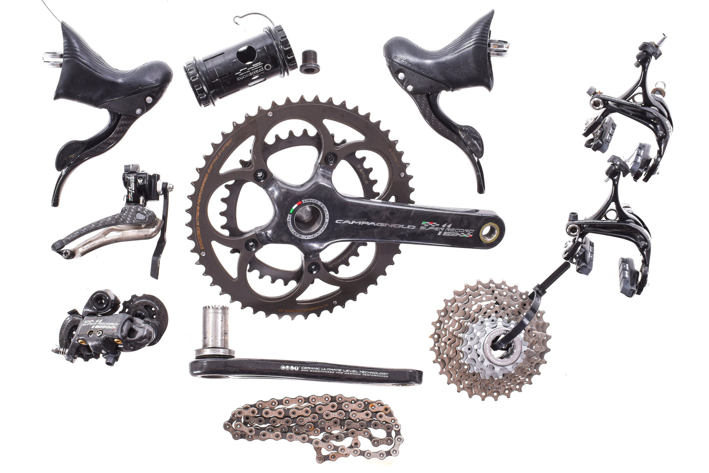 USED Campagnolo Super Record RS 2x11 Pro Team Special Edition Rim Brake Mechanical Road Groupset 175mm 52/36T Crank