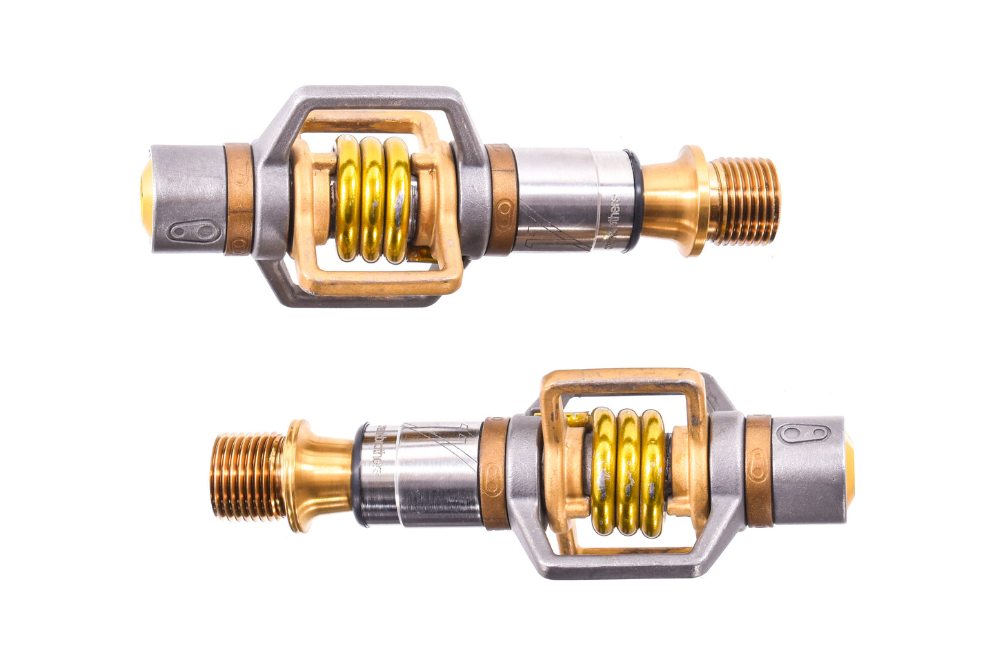 USED Crank Brothers Eggbeater 11 MTB pedals Gray Gold Titanium