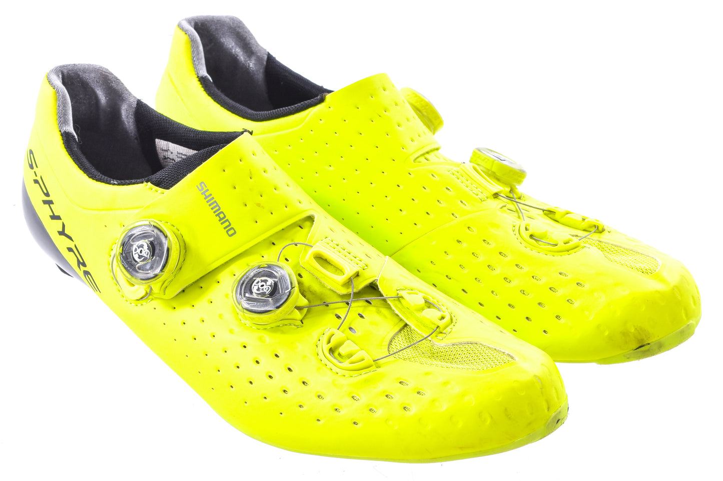 USED Shimano S-Phyre SH-RC900-S RC9Y Road Shoes EU45 US 10.5 Yellow Carbon 3-bolt