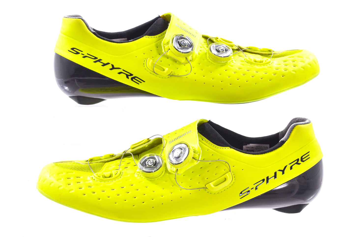 USED Shimano S-Phyre SH-RC900-S RC9Y Road Shoes EU45 US 10.5 Yellow Carbon 3-bolt