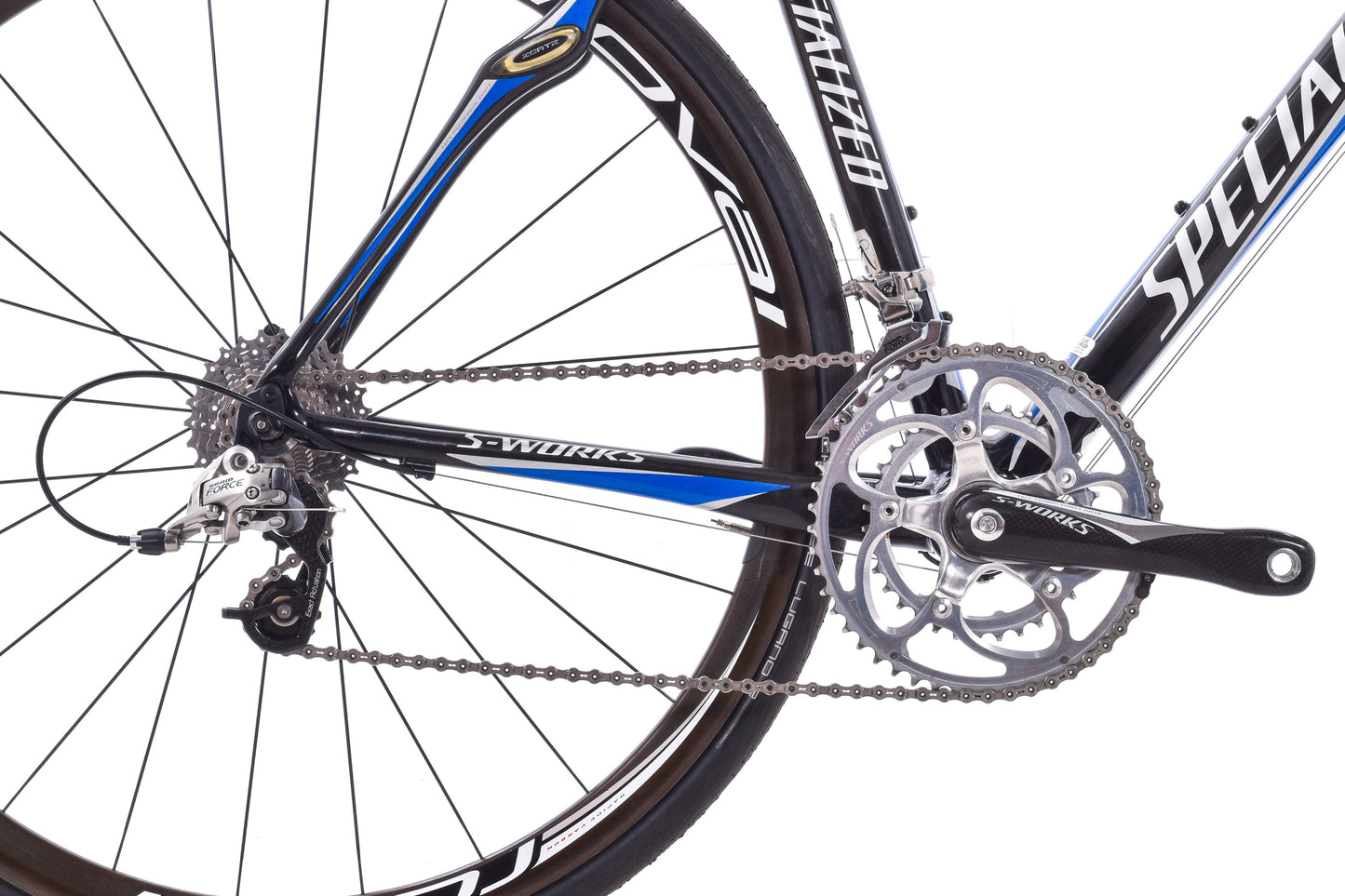 USED 2007 Specialized S-Works Roubaix 54cm Road Bike SRAM Force 2x10 speed Carbon Roval Wheels Blue