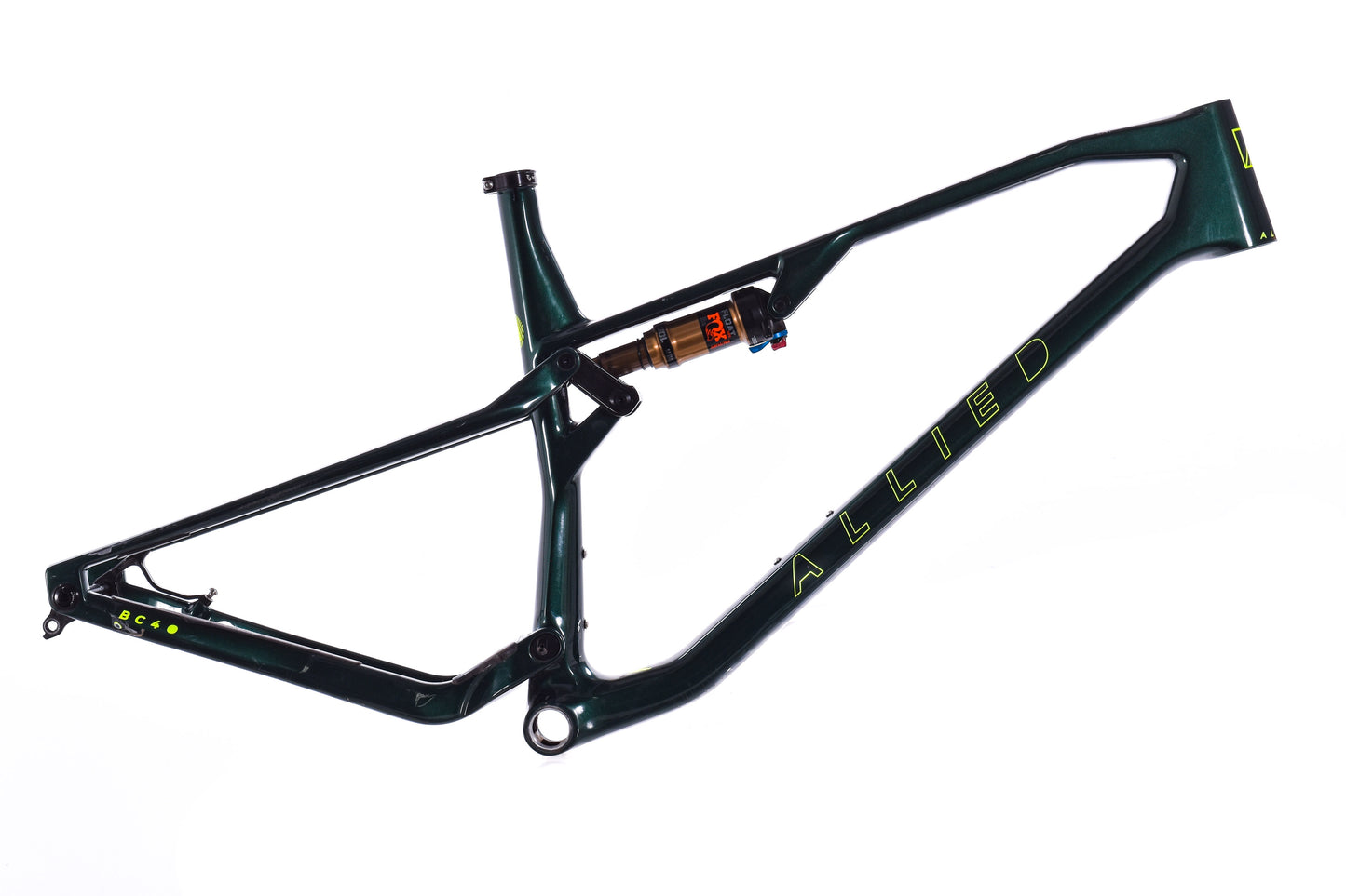 USED 2024 Allied BC40 XL Full Suspension Mountain Bike Frame Green Sparkle XC Carbon USA