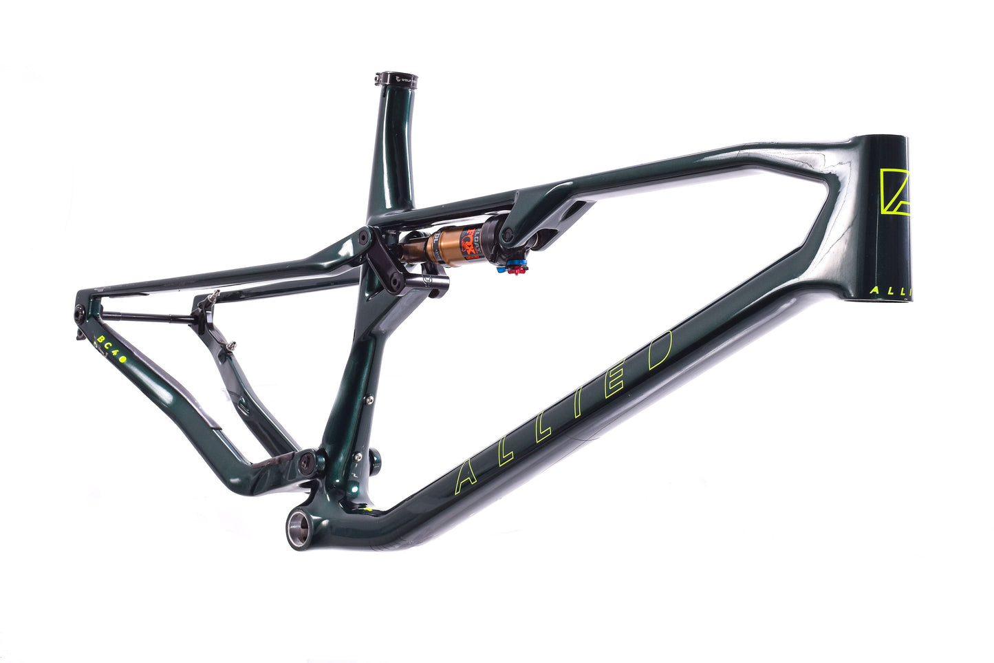 USED 2024 Allied BC40 XL Full Suspension Mountain Bike Frame Green Sparkle XC Carbon USA