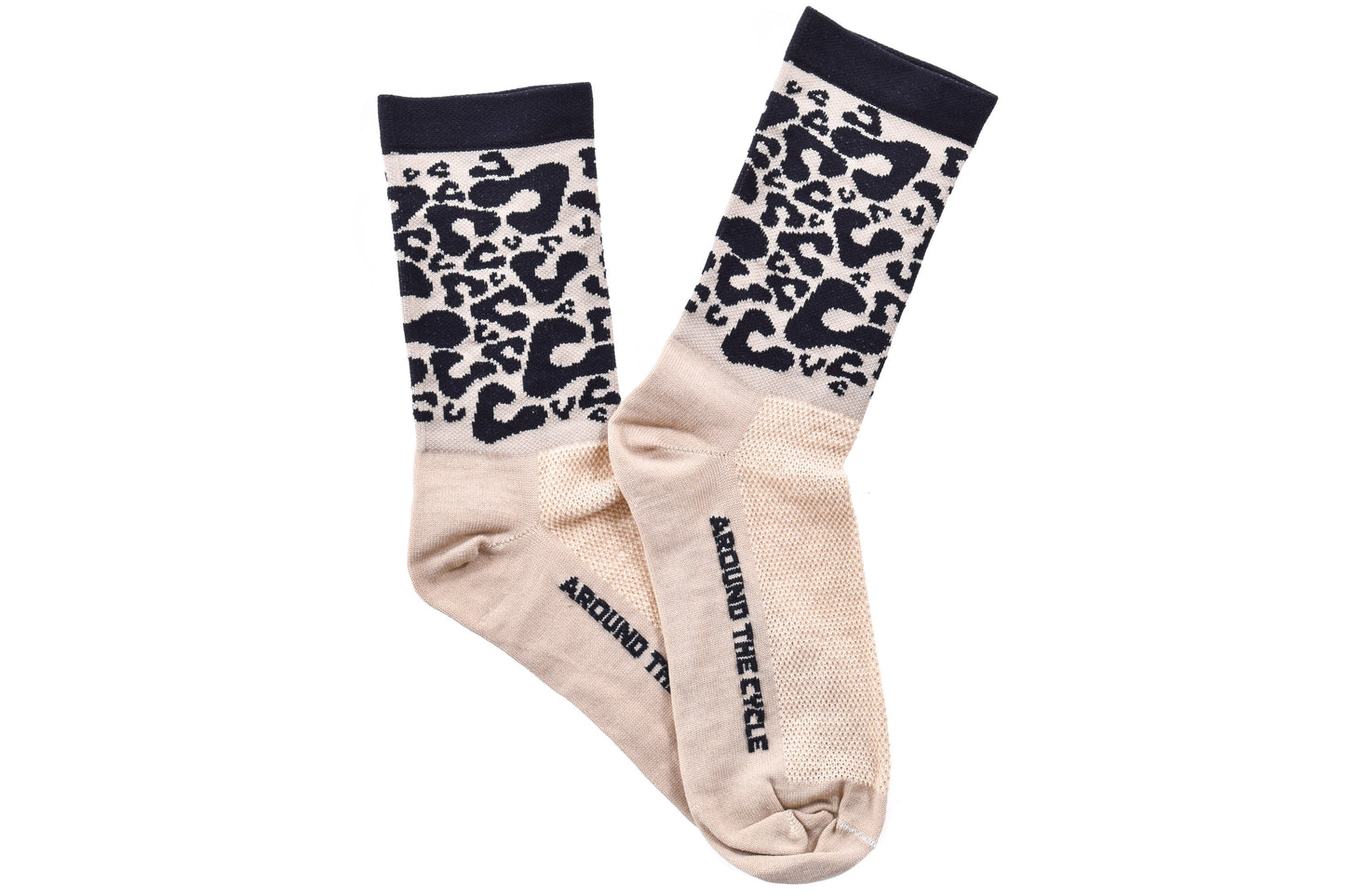 NEW DeFeet x ATC Cheetah Cycling Socks, Tan/Black