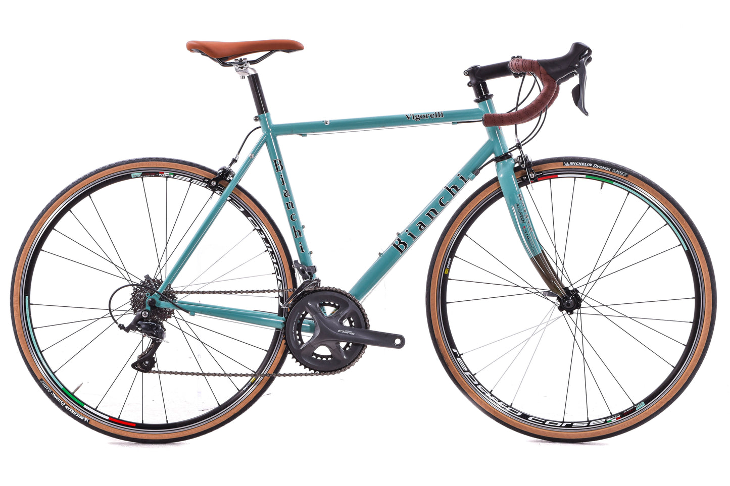 USED Bianchi Vigorelli 53cm Reynolds 631 Steel Road Bike Shimano 2x8 speed Rim Brake Celeste