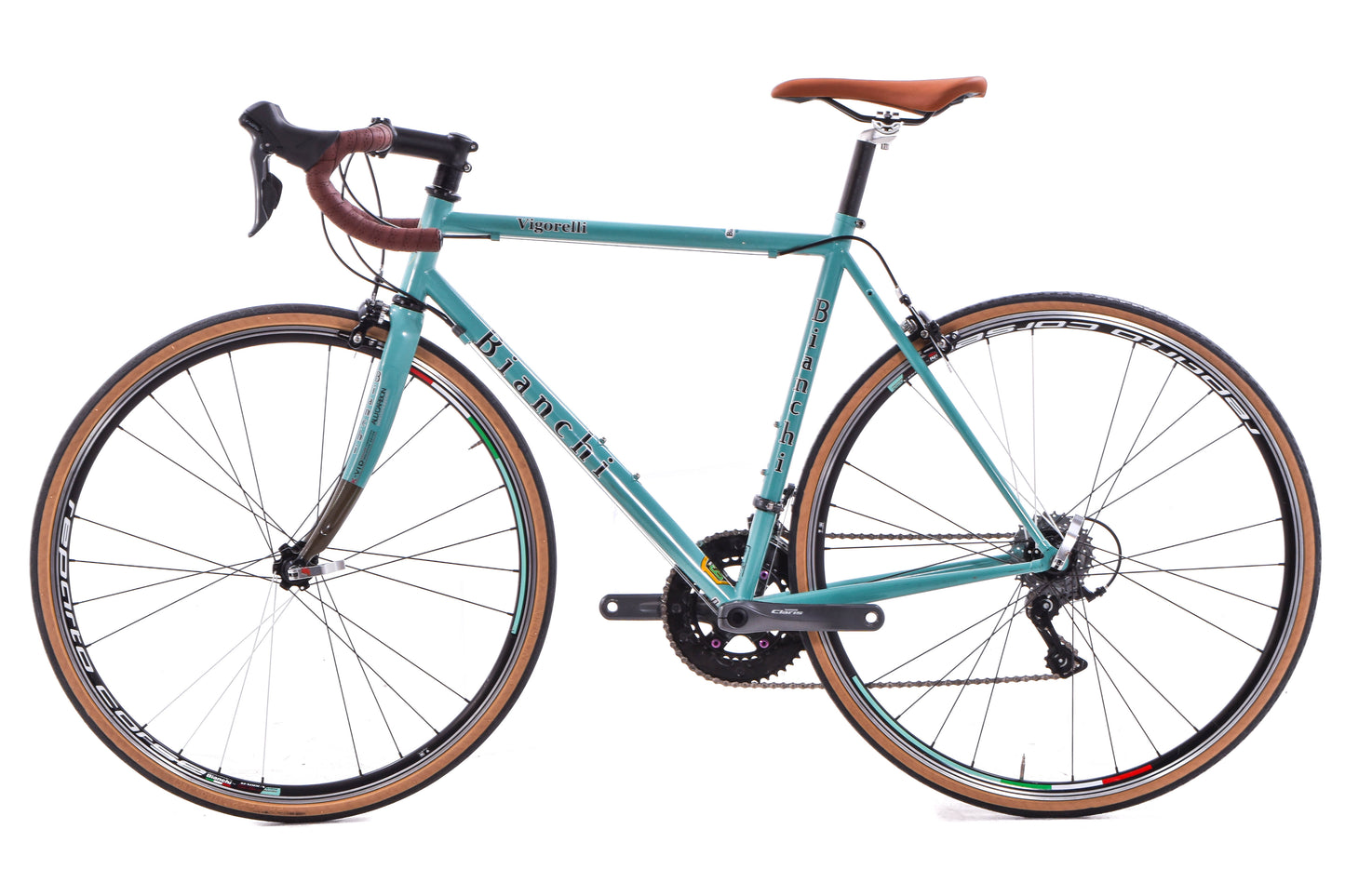 USED Bianchi Vigorelli 53cm Reynolds 631 Steel Road Bike Shimano 2x8 speed Rim Brake Celeste