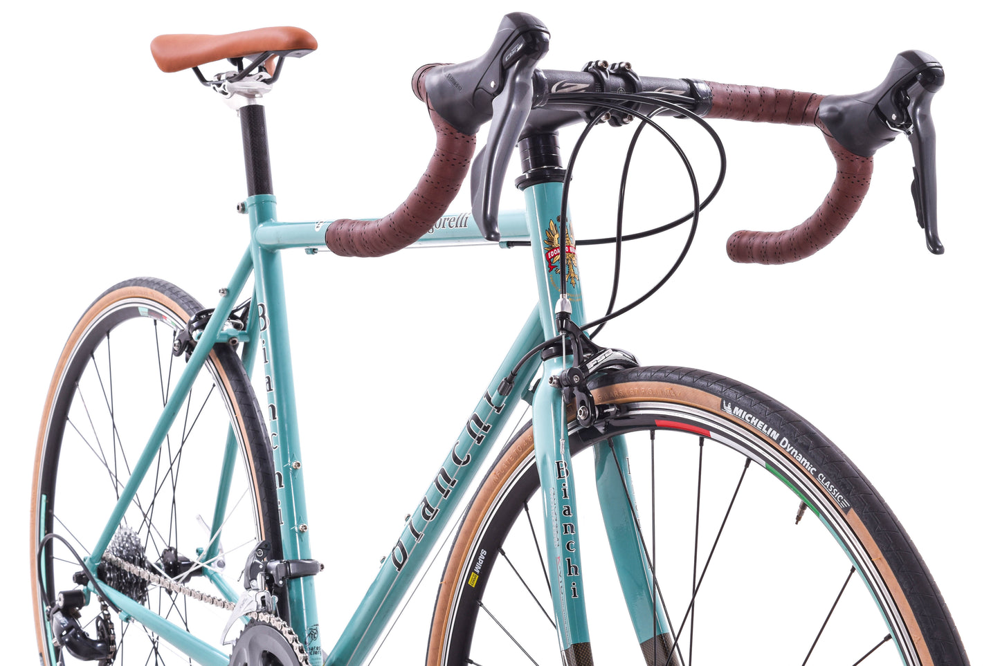 USED Bianchi Vigorelli 53cm Reynolds 631 Steel Road Bike Shimano 2x8 speed Rim Brake Celeste