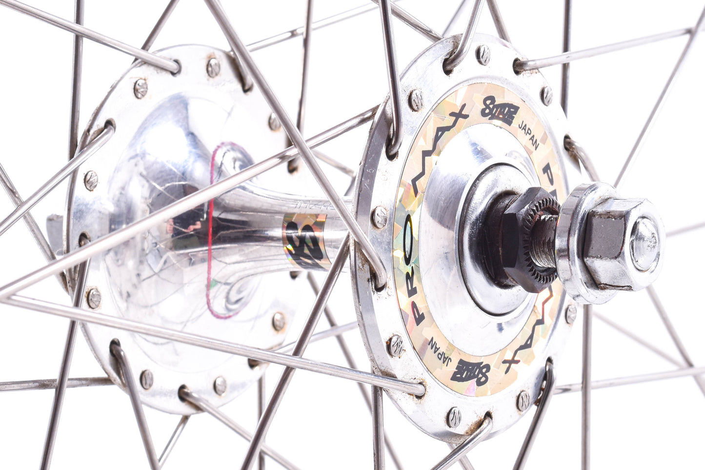 USED Bikesmiths 700C Track Wheelset w/ Suzue Pro Max Bolt On Hubs Red/Silver Fixed/Free