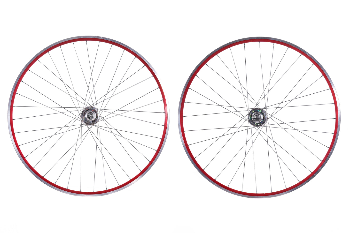 USED Bikesmiths 700C Track Wheelset w/ Suzue Pro Max Bolt On Hubs Red/Silver Fixed/Free