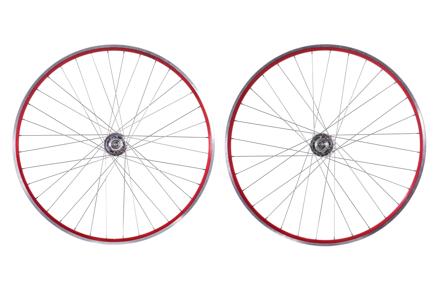 USED Bikesmiths 700C Track Wheelset w/ Suzue Pro Max Bolt On Hubs Red/Silver Fixed/Free