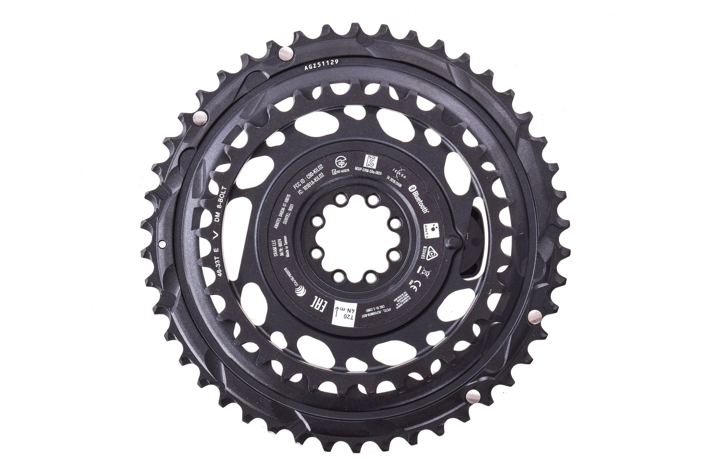 USED SRAM FORCE AXS 2x Power Meter Chainring Kit - 46/33T 2x12 Speed, 8 Bolt Direct Mount