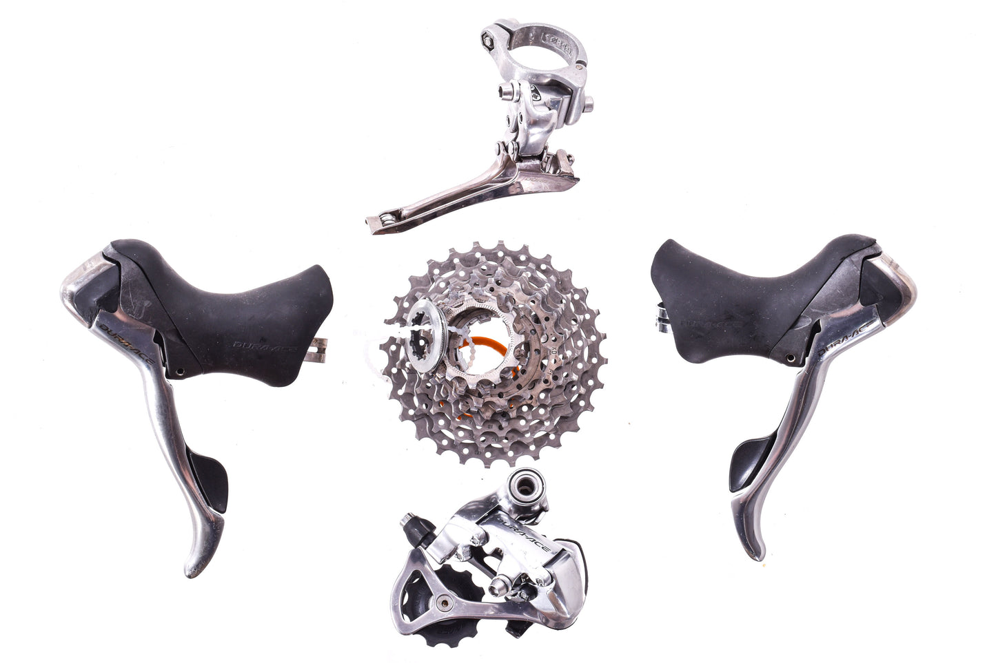 USED Shimano Dura-Ace 7800 2x10 speed Road Groupset Shifters, Derailleurs, Cassette Silver
