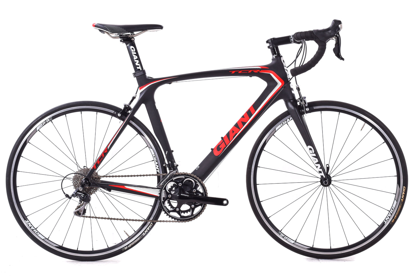 USED 2014 Giant TCR Composite 2 Large Carbon Road Bike Shimano 105 2x10 speed Black