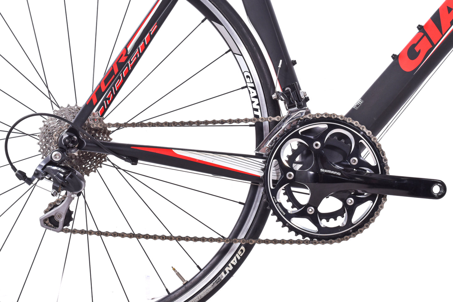 USED 2014 Giant TCR Composite 2 Large Carbon Road Bike Shimano 105 2x10 speed Black