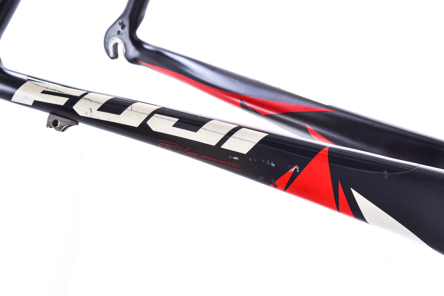 USED Fuji Gran Fondo Large 58cm Carbon Road Bike Frame Quick Release Rim Brake Black/Red