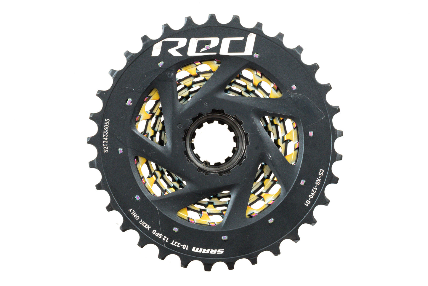 USED SRAM Red eTap AXS CS-XG-1290-D1 10-33T XDR Driver 12 Speed Cassette Rainbow