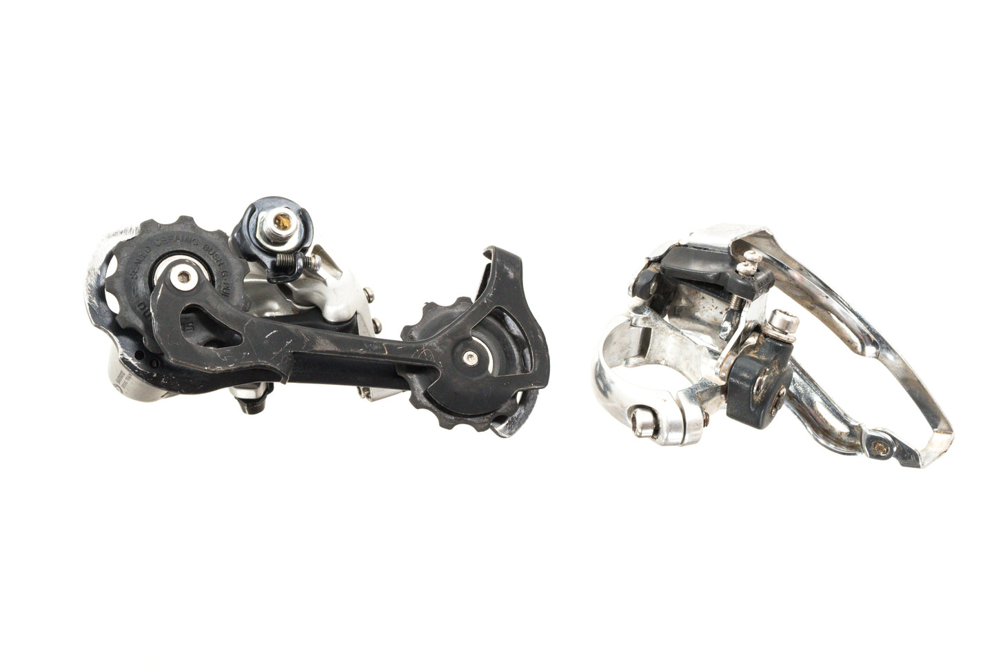 USED Shimano Deore XT M750 3x9 speed Triple Touring Groupset Rivendell Silver Bar End Shifters