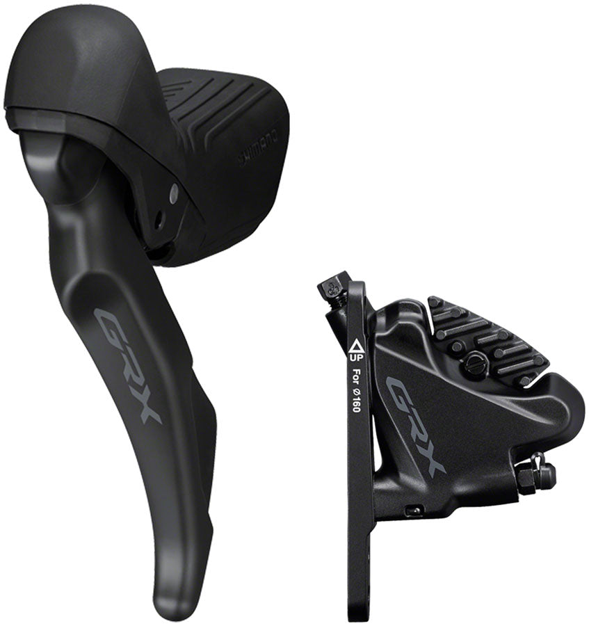 NEW Shimano GRX ST-RX610 Shift/Brake Lever with BR-RX400 Hydraulic Disc Brake Caliper - Left/Front, 2x, Flat Mount Caliper, Black - Around the Cycle