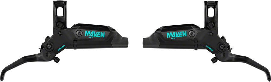 NEW SRAM Maven Ultimate Stealth Expert Disc Brake Kit - Front/Rear Levers, Front/Rear Teal Splatter Calipers, Adapters, Rotors, Bleed Kit, A1