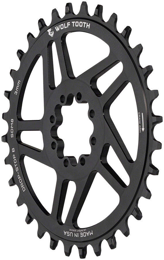 NEW Wolf Tooth Direct Mount Chainring - 36t, SRAM Direct Mount, Drop-Stop B, For SRAM 8-Bolt Cranksets, 3mm Offset, Black