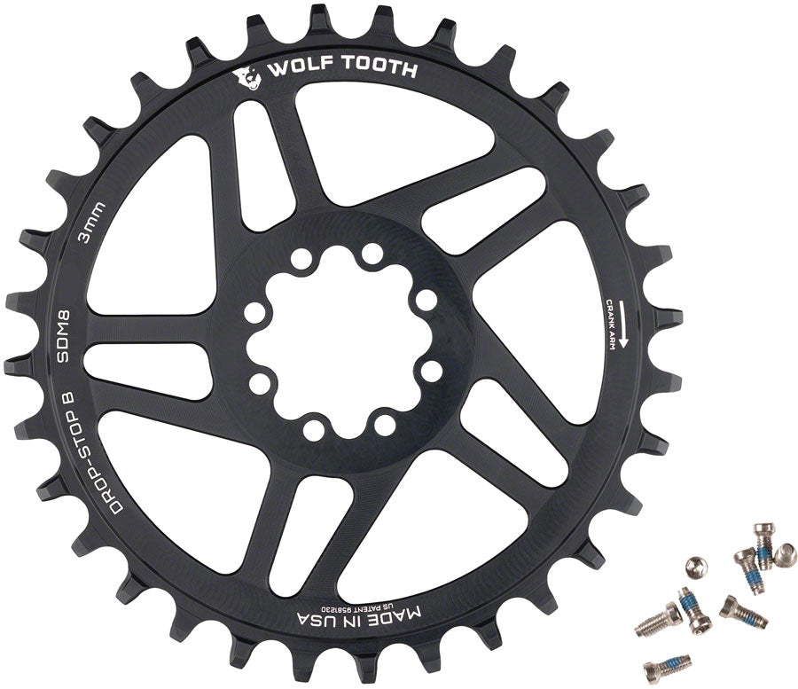 NEW Wolf Tooth Direct Mount Chainring - 36t, SRAM Direct Mount, Drop-Stop B, For SRAM 8-Bolt Cranksets, 3mm Offset, Black