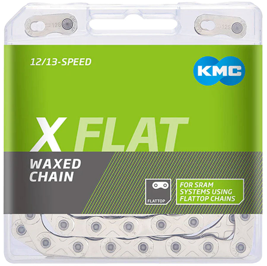 NEW KMC X-Flat Waxed Chain - 12/13-Speed, 126 Links, Compatible with SRAM T-Type and AXS Systems, Silver
