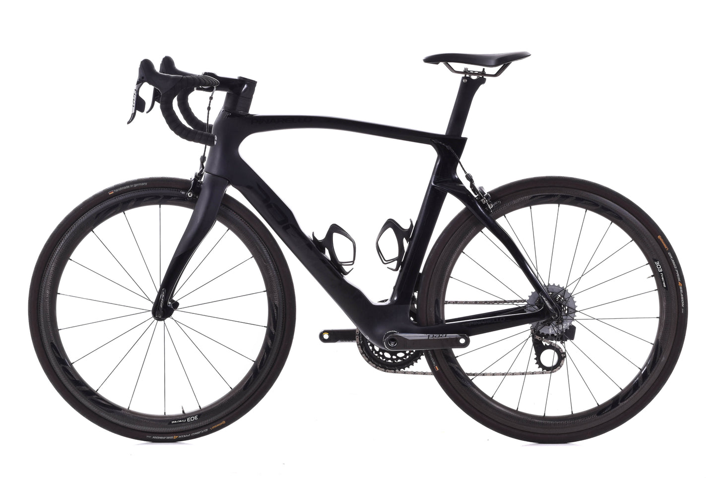 USED Pinarello Dogma F Rim 57.5cm Carbon Road Bike SRAM Red AXS 2x12 speed Zipp 303 Onyx Wheels Black