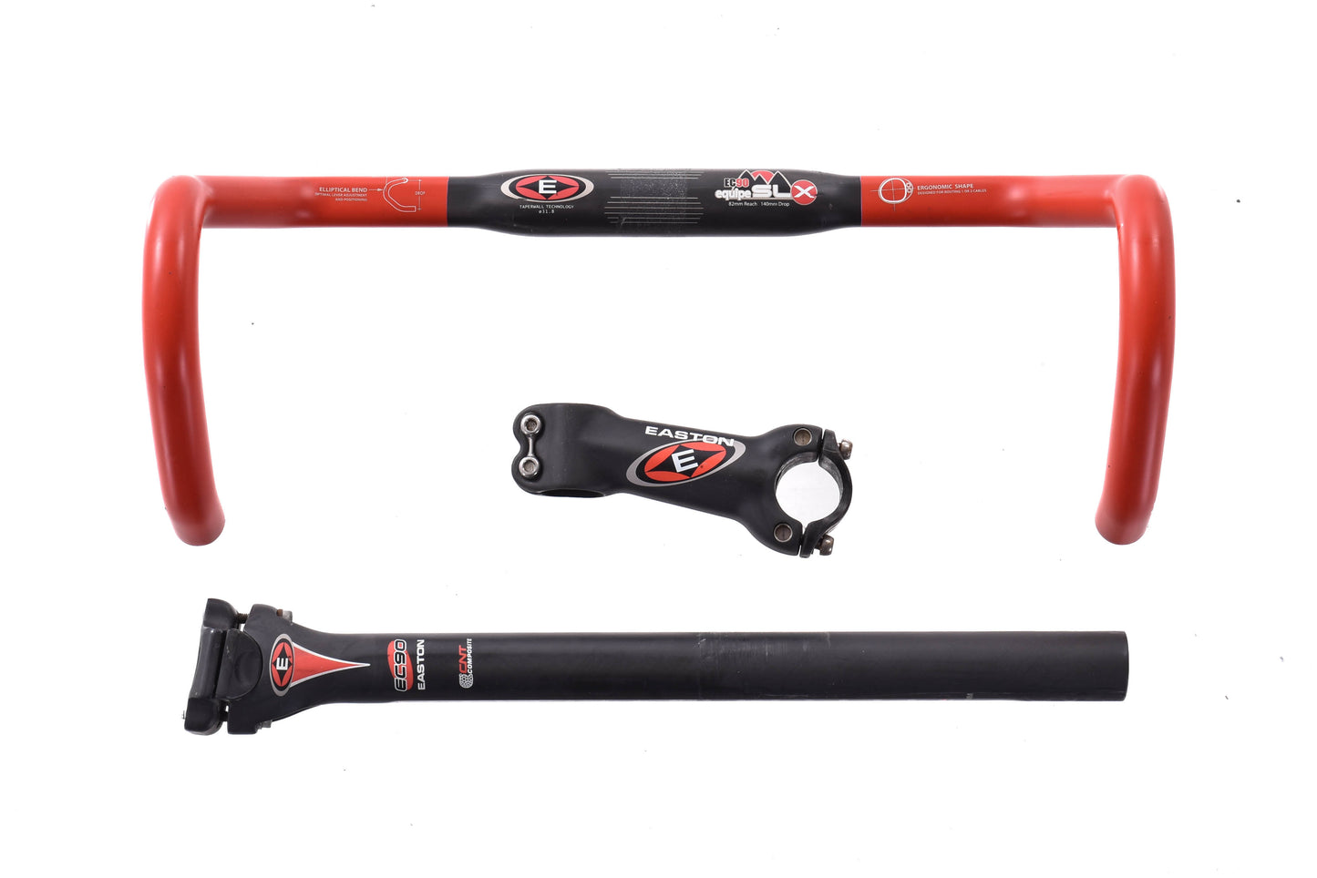 USED Easton EC90 Equipe SL 42cm carbon Drop Handlebar, 110mm Stem, and 31.6mm 0 offset Seatpost