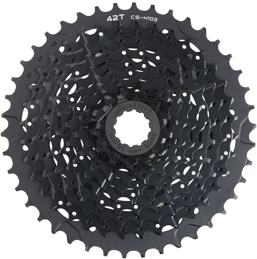NEW microSHIFT ADVENT X E-Series Cassette - 10 Speed, 11-42t, Black, ED Coated, Alloy Outer Cog