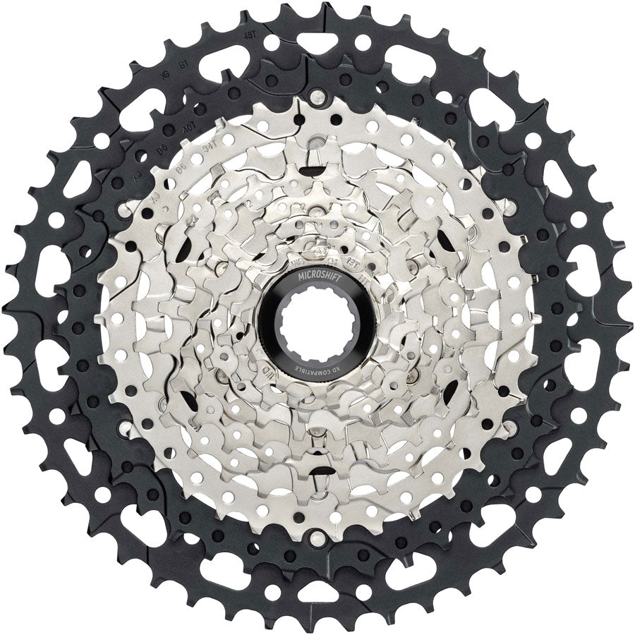 NEW microSHIFT Advent MX G-Series Cassette - 10-Speed, 11-48t, Aluminum Spider, Silver/Black, For HG Driver