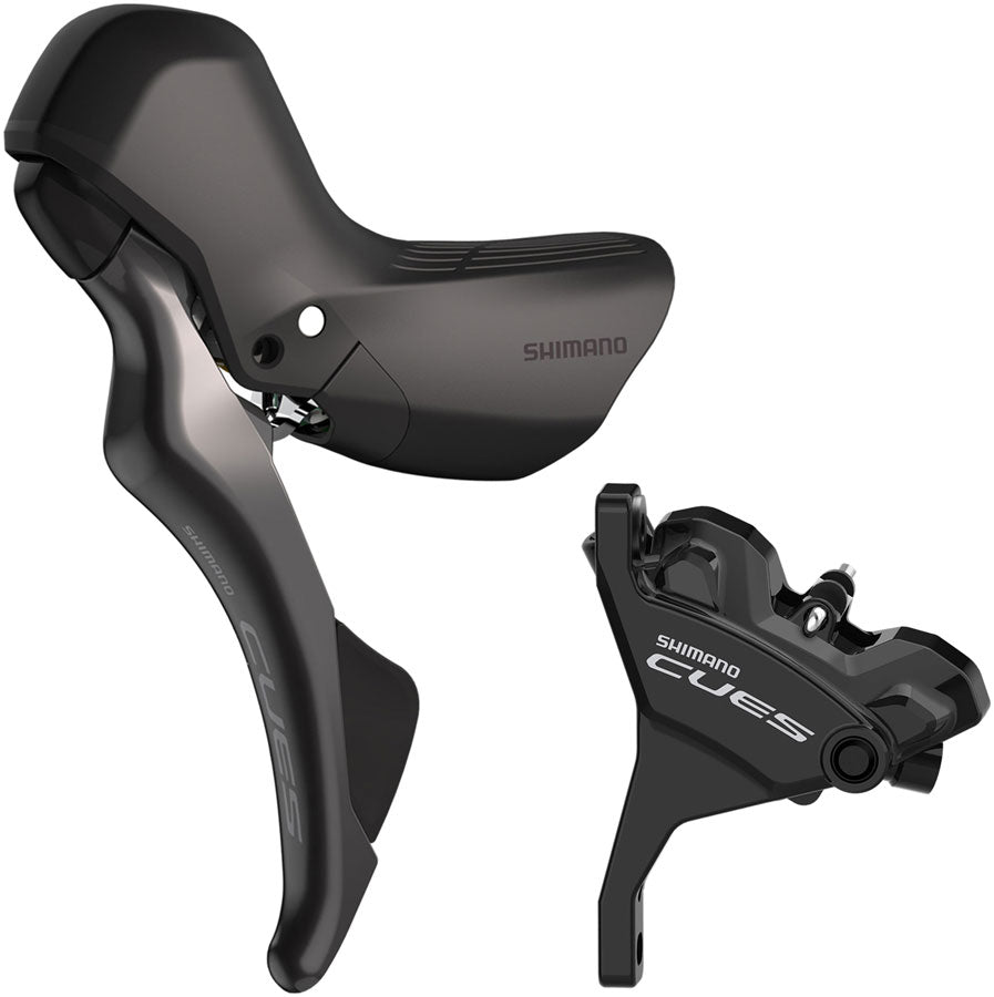 NEW Shimano CUES ST-U6030 Shift/Brake Lever with BR-U6030 Hydraulic Disc Brake Caliper - Left/Front, 2x, Flat Mount Caliper, Black - Around the Cycle