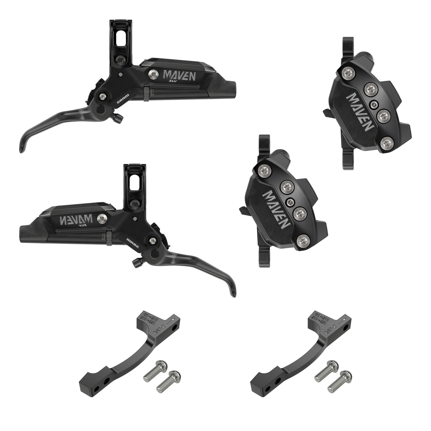 NEW SRAM Maven Silver 4-Piston Disc Brake and Lever - Front and Rear Set - Around the Cycle