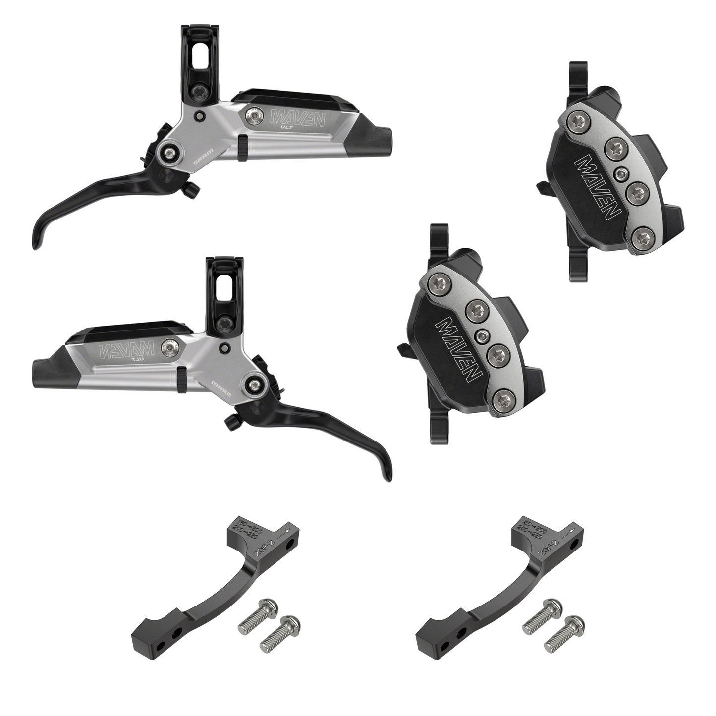 NEW SRAM Maven Ultimate Stealth 4-Piston Disc Brake and Lever - Front and Rear Set