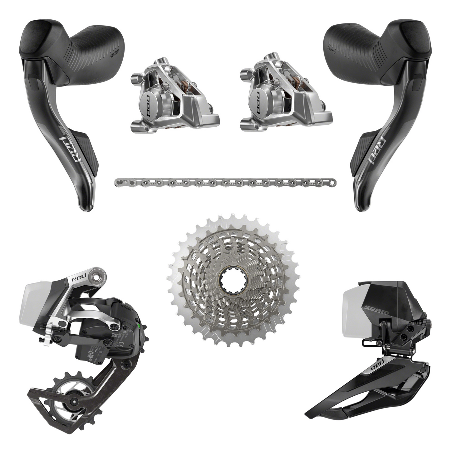 NEW SRAM Red eTap AXS E1 Road Groupset - 2x12-Speed - Silver or Rainbow