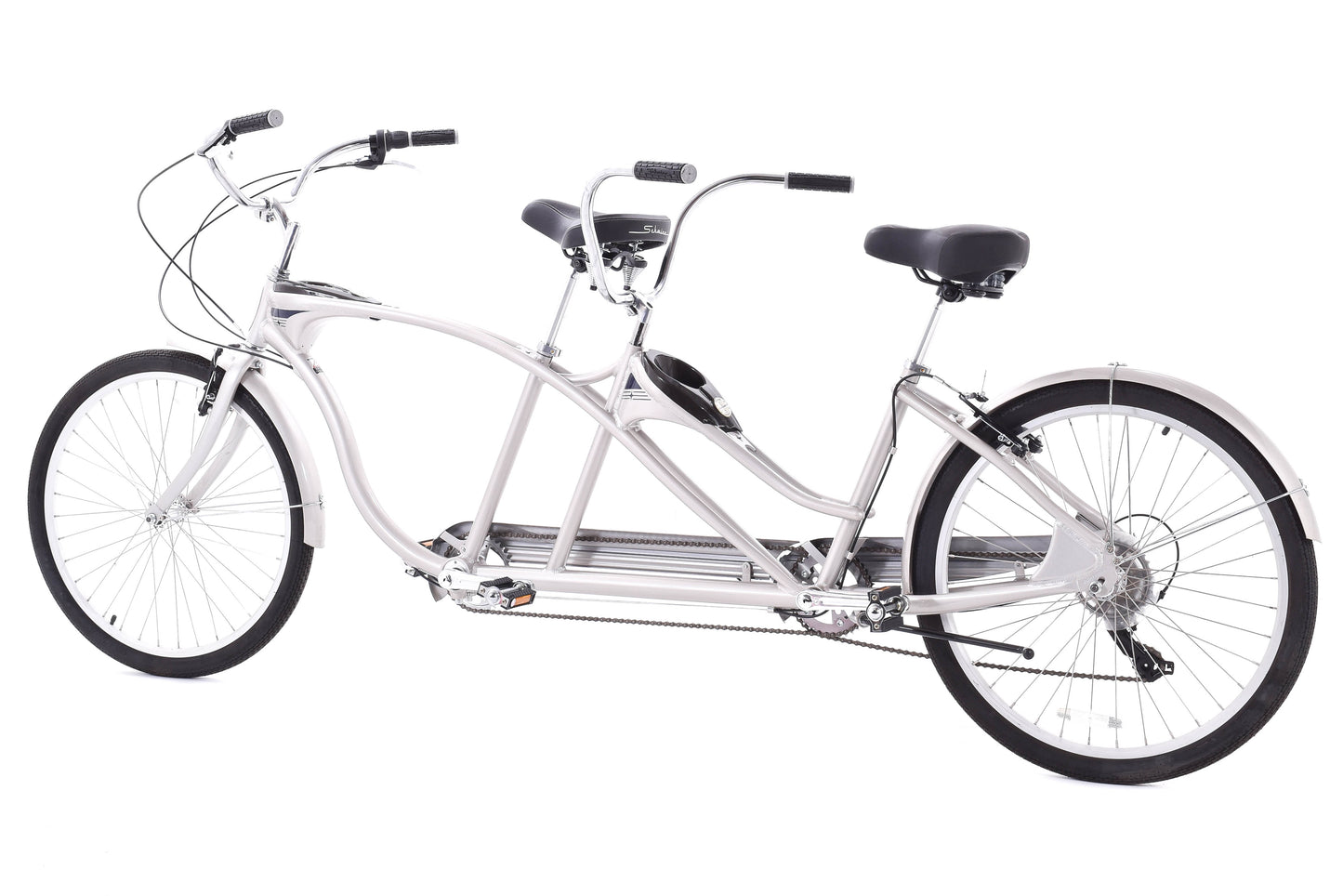 NEW DEMO Schwinn Tango Tandem Beach Cruiser 26" Wheels Aluminum Frame Silver