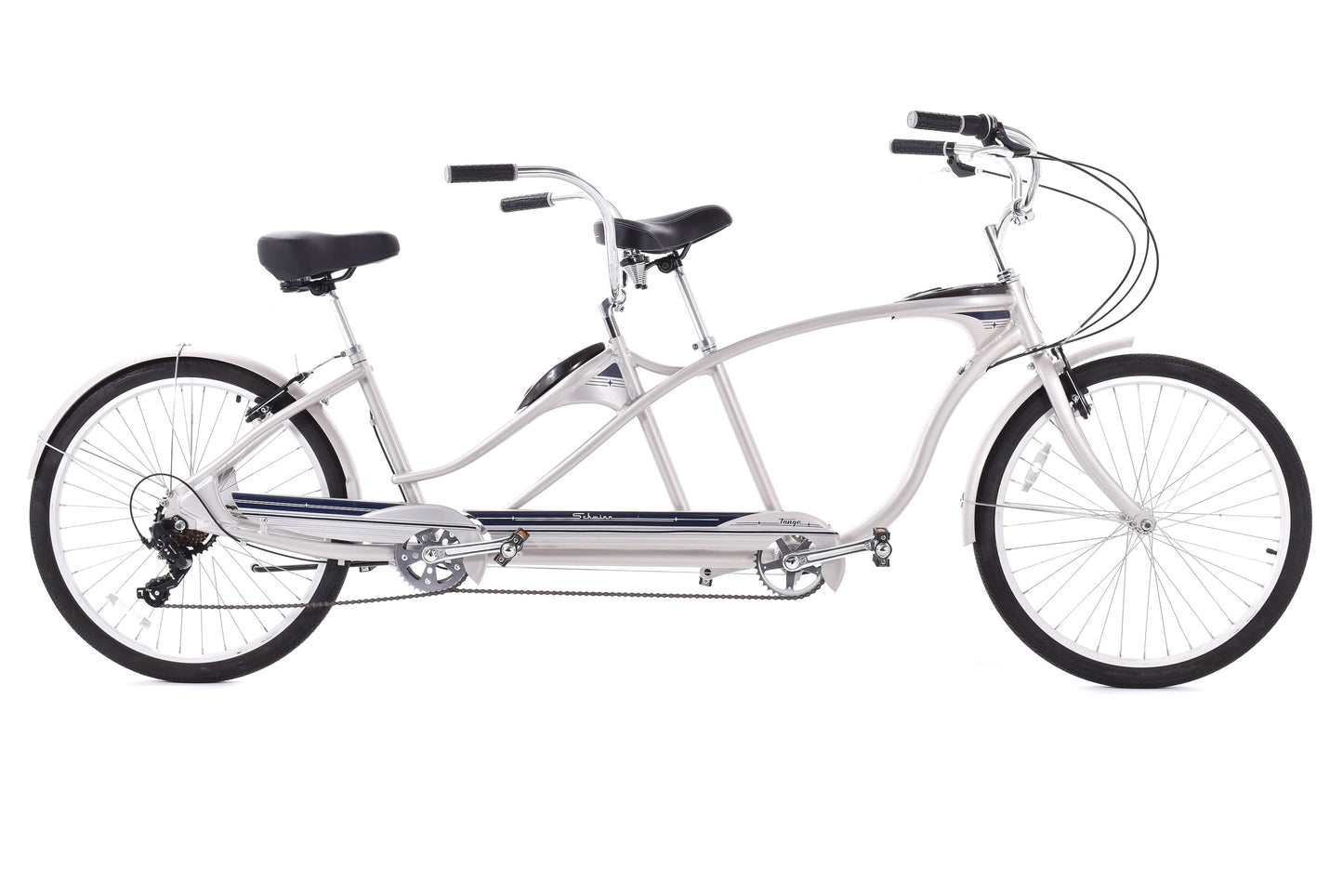 NEW DEMO Schwinn Tango Tandem Beach Cruiser 26" Wheels Aluminum Frame Silver