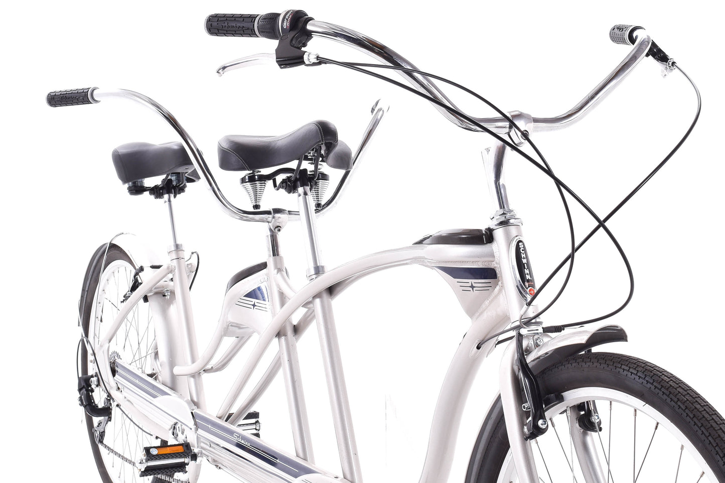 NEW DEMO Schwinn Tango Tandem Beach Cruiser 26" Wheels Aluminum Frame Silver