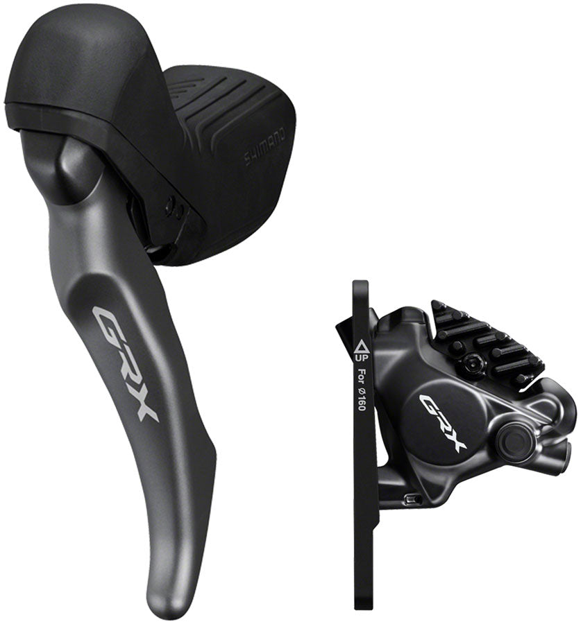 NEW Shimano GRX BL-RX820 Brake Lever with BR-RX820 Hydraulic Disc Brake Caliper - Left/Front, Flat Mount Caliper - Around the Cycle
