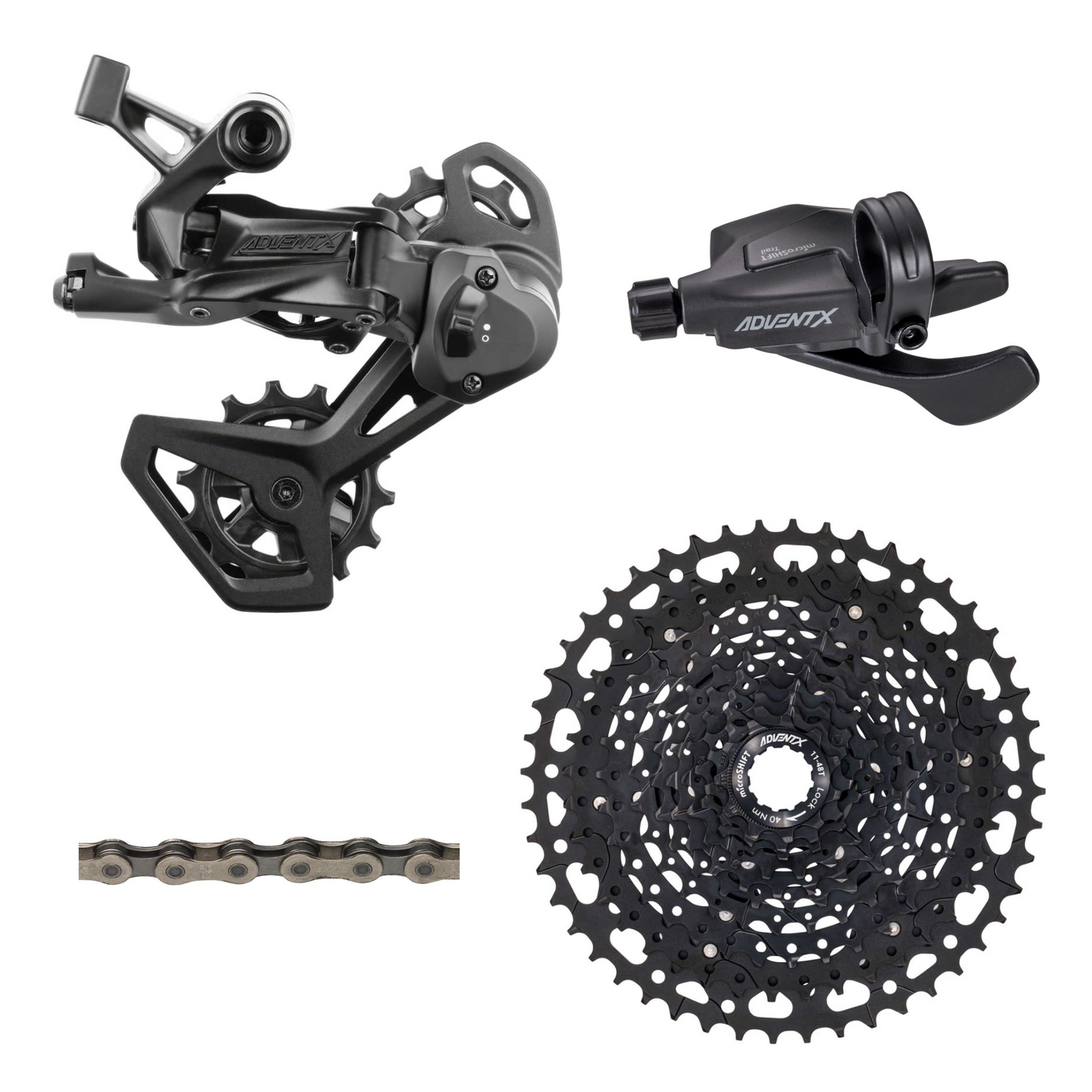 NEW microSHIFT Advent X Flat Bar 1x Groupset - 10 Speed, 11-48t, V2 Rear Derailleur