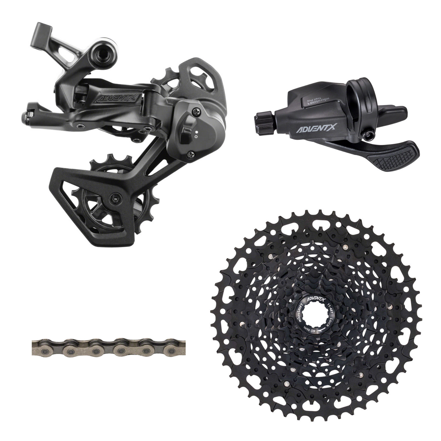 NEW microSHIFT Advent X Pro-Alloy Flat Bar 1x Groupset - 10 Speed, 11-48t, V2 Rear Derailleur