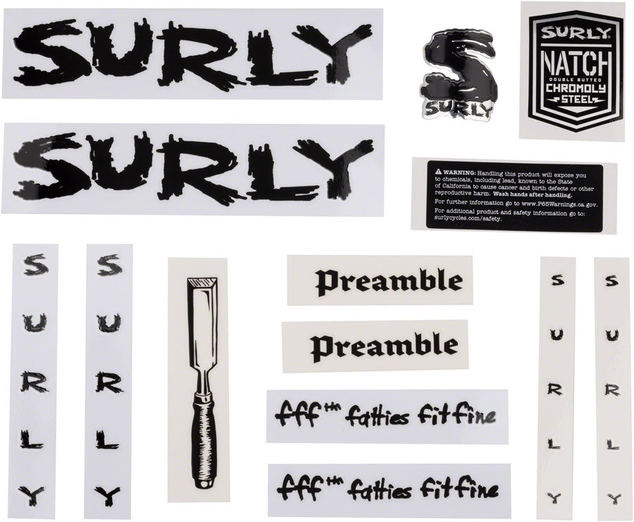 NEW Surly Preamble Decal Set - Black