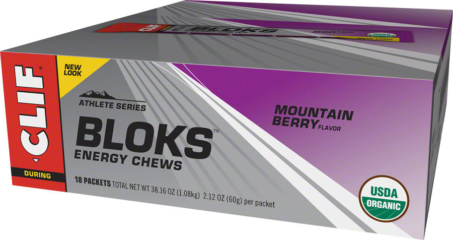 NEW BULK BOX OF 18 - Clif Shot Bloks: Mountain Berry