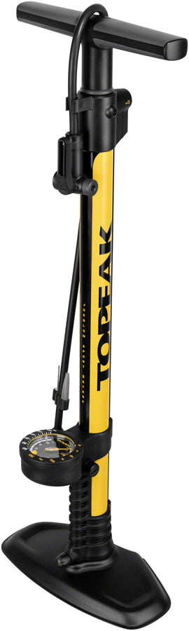 NEW Topeak JoeBlow Sport 2Stage Floor Pump - 160psi / 11bar 3" Gauge, 2-Stage Switch and Pressure Gauge, TwinHead DX5, Yellow/Black