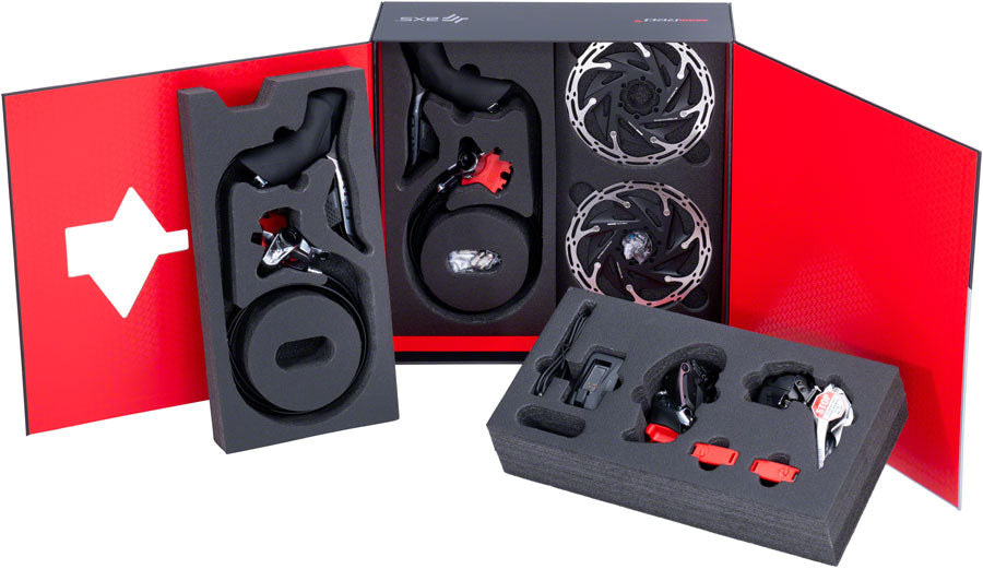 NEW SRAM RED eTap AXS Electronic 2x12-Speed Road Groupset - HRD Brake/Shift Levers, Flat Mnt Disc Brakes, CL Rotors, Front/Rear Derailleurs
