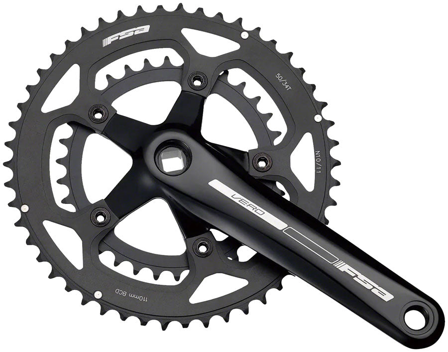 NEW Full Speed Ahead Vero Compact Crankset - 170mm, 9-Speed, 50/34t, 110 BCD, Square Taper JIS Spindle Interface, Black - Around the Cycle