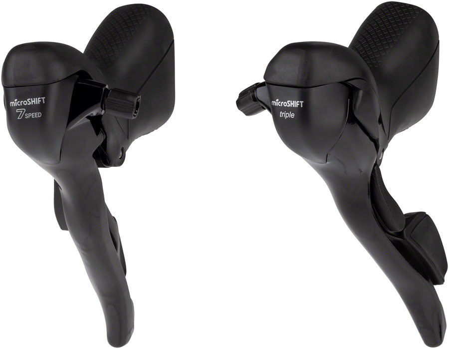 NEW microSHIFT R7 Drop Bar Shift Lever Set - 3 x 7-Speed, Standard Reach, Shimano Compatible, Black